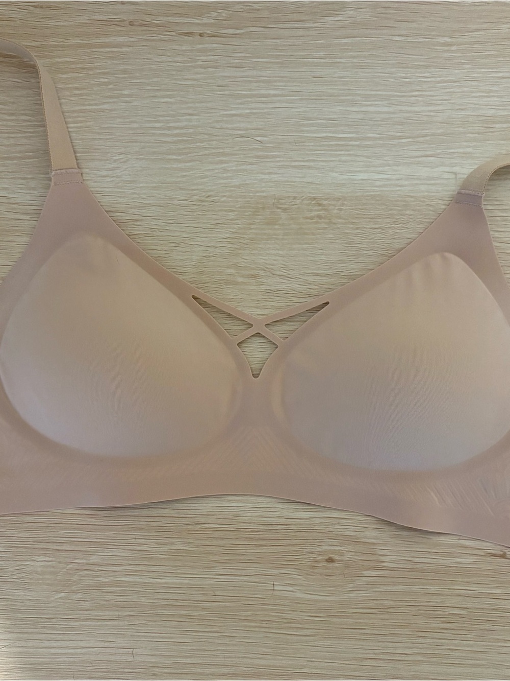 Smooth Nude Wireless T-Shirt Bra with Crisscross Detail